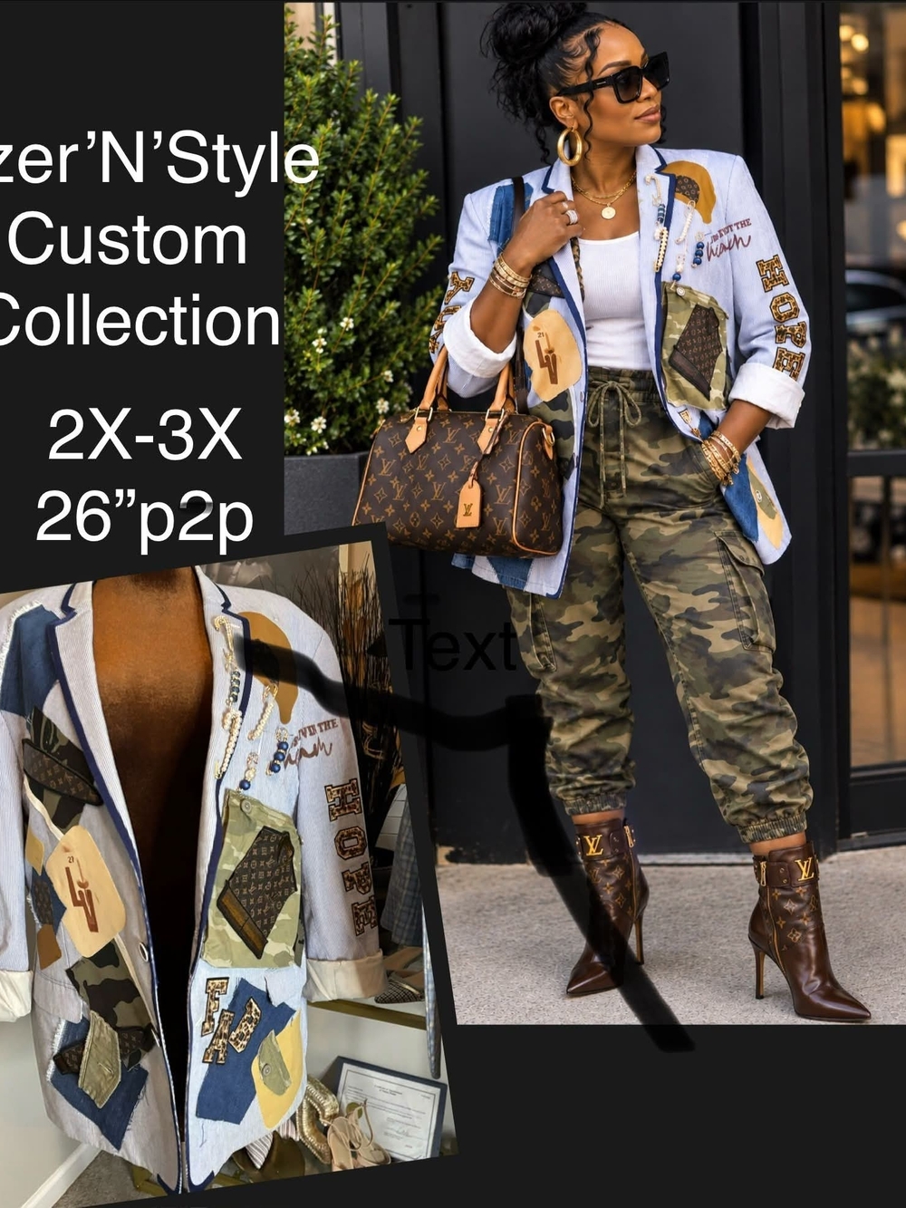Embellished Patchwork Light Blue Women's Blazer Jacket